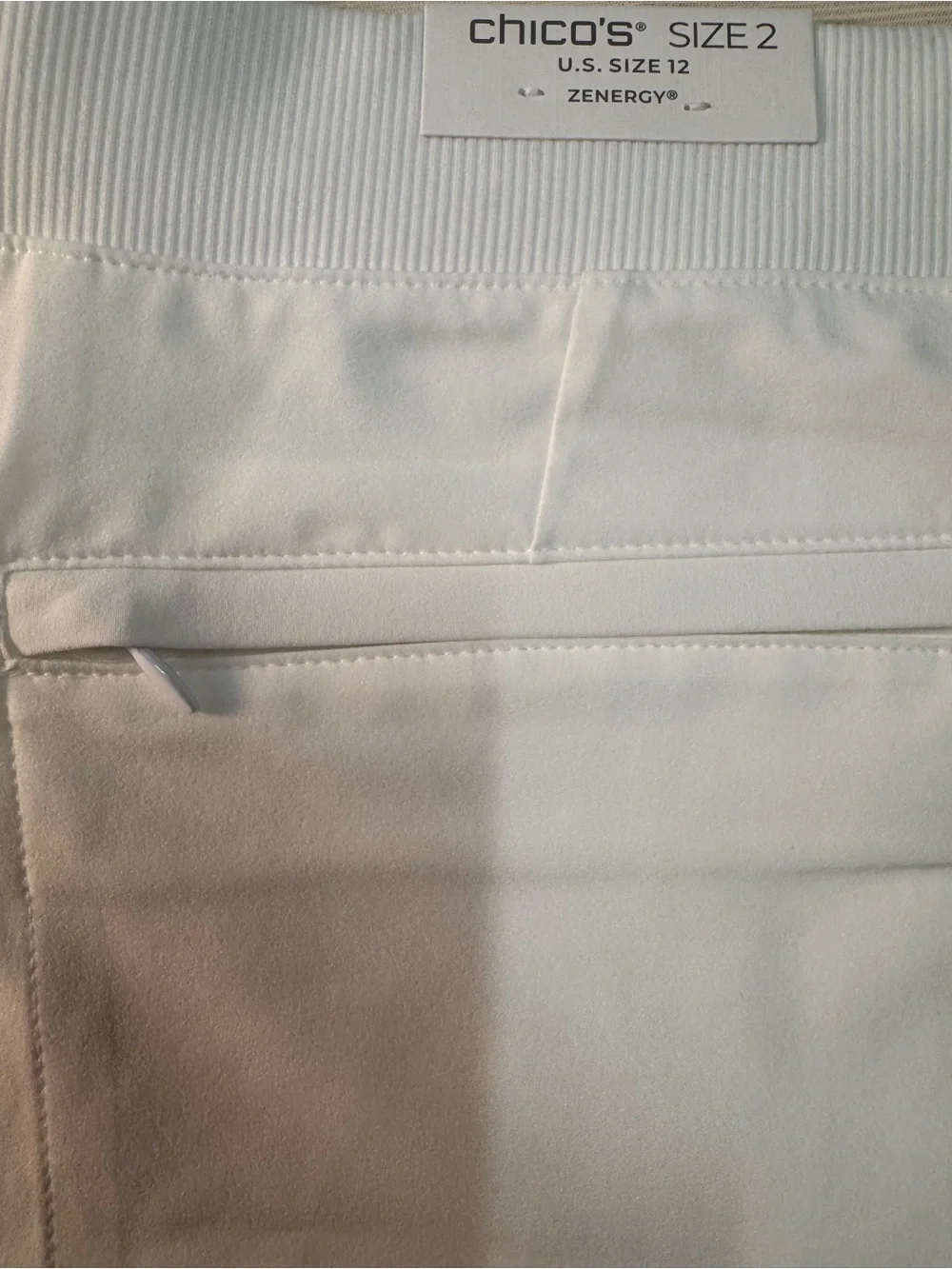 Chico's Women's White Stretch Chinos with Front Zip Pockets - Picture 6 of 10